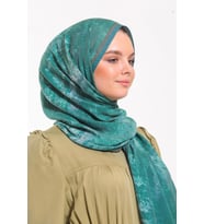 Eskitme Desen Modal Seri Şal Eşarp Askısı ile Birlikte 75x200 cm Yeşil-75x200