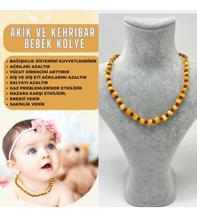 SERTİFİKALI BEBEK AKİK ve KEHRİBAR KOLYE 35 CM UNİSEX