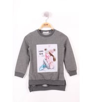 Toontoy Kız Çocuk Anne Kız Baskılı Sweatshirt (Antrasit Melanj)