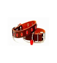 Cattie Gerçek Deriden El Yapımı Taşlı Kedi Boyun Tasması 1x18-22cm - Brown