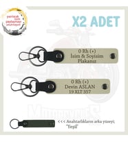 Motorcuya Hediye, İsim Plaka ve 0 Rh (+) Kan Grubu Kişiselleştirilmiş x2 Anahtarlık Set, S Kahve-Ysl (Çok Renkli)
