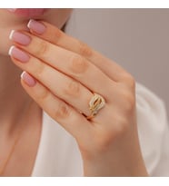 925 Ayar Gümüş Yüzük Zirkon Taşlı Altın,Rose,Beyaz Renk Seçenekleriyle (Sarı)