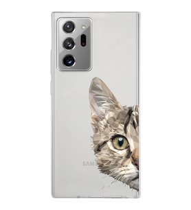Samsung Galaxy Note 20 Ultra Kapak Catface Tasarımlı Şeffaf Silikon Kılıf