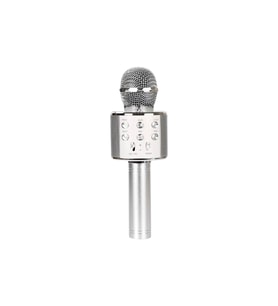 Eğlence Odaklı Kablosuz Bluetooth Karaoke Mikrofonu Şarjlı Hoparlörlü Ses Değiştirici (Gümüş)