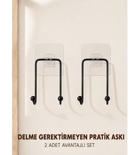 2 Adet Çok Amaçlı Yapışkanlı Askı Ev Mutfak Banyo Düzenleyici