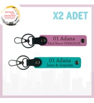 Koyu Turkuaz-Pembe, Adınıza Özel Adana Şıklığı Hediye İçin İdeal Şehir Ruhunu Yansıtan x2 Anahtarlık