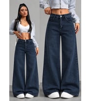 Kadın Yüksek Bel Geniş Paçalı Kot Pantolon
