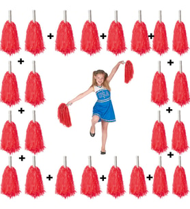 12 Çift ( 24 Adet ) Kırmızı Renk 23 Nisan 19 Mayıs 29 Ekim Okul Gösteri Ponponları (5343)