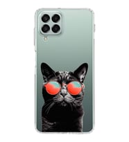 PrintiFy Samsung Galaxy M33 ile Uyumlu 1mm Slim Fit Kedi 3 050d Baskılı Şeffaf  Kılıf