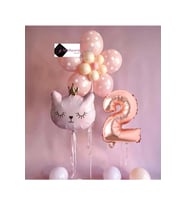 2 YAŞ ÇİÇEK KEDİ BALON DEMETİ DOĞUM GÜNÜ SÜSÜ DOĞUM GÜNÜ PARTİ SETİ