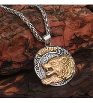 Viking Fenrir Savaşçı Kurt Pusula Erkek Kolye Çelik İskandinav Takı k24 t5