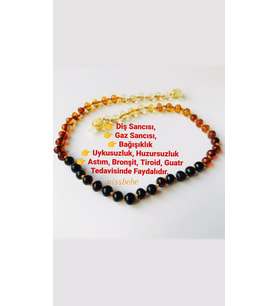 SERTİFİKALI ORİJİNAL KEHRİBAR BEBEK DİŞ KOLYESİ 32-33 cm 0-4 YAŞ
