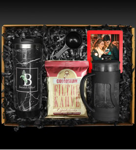 Kişiye Özel Çelik Termos & French Press & Columbian Taze Filtre Kahve & Kişiye Özel Fotoğraf Çerçevesi Hediye Seti