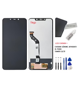 Tkgz - Xiaomi POCO F1 Uyumlu Lcd Ekran Dokunmatik -A- Kalite + B-7000 + TAMİR SETİ
