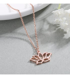 Kişiye Özel 925 Ayar Gümüş Lotus Kolye