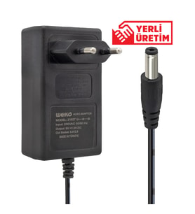 WEKO 9 VOLT - 2 AMPER 5.5*2.5 UÇLU YERLİ ÜRETİM PLASTİK KASA PRİZ TİPİ ADAPTÖR