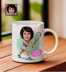 İsme Özel Karikatürlü Tenis Temalı Kupa Bardak