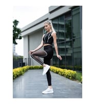 Lanester Beyaz Biye Ve Tül Detaylı Siyah Spor Tayt