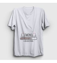Presmono Unisex Beyaz Twins Loading Girls Yükleniyor Doğum Hamilelik T-Shirt 535450tt