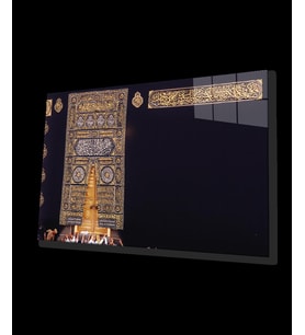 Kabe Kapısı Kutsal Topraklar Dini İslami Cam Tablo Ev ve Ofis Duvar Dekoru Hediyelik Büyük Tablo Cam