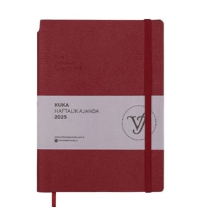 VICTORIA'S JOURNALS 124-1440 14X20,5 KUKA HAFTALIK AJANDA A5 - BORDO