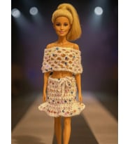 Barbie Bebek için El Örgüsü Üst ve Etek İkili Takım(Barbie Bebek Dahil Değildir)