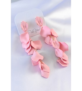 Gold Renk Pembe Yaprak Model Kadın Küpe - TJ-BKP7303