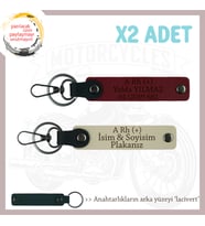 Hız Tutkunlarına Özel İsim Plaka ve A Rh (+) Kan Grubu Yazılı Deri x2 Anahtarlık, S Kahve-Bordo-Laci