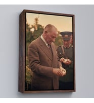 Çerçeveli Atatürk Portre Tablosu Mustafa Kemal Atatürk Dikdörtgen Dekoratif Kanvas Tablo (Kahverengi)