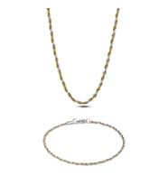 Forentina Erkek Çelik Çift Renk Zincir Bileklik Kombin Set PS2370