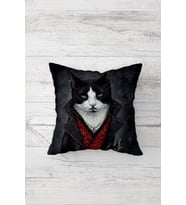 Elbiseli Kedi Adam Çift Tarafı Baskılı Gizli Fermuarlı Yastık Kılıfı Kırlent Koltuk Yastık Kılıfı (Antrasit)