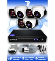 PICAM 6 Kameralı Panda 3 İç Kamera Set HDD'siz Full HD Gece Görüşlü Güvenlik Kamerası Sistemi