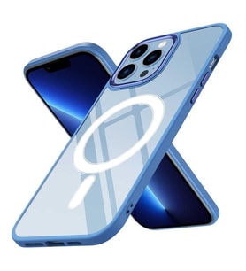 Coverzone iPhone 12 Pro Max ile uyumlu K?l?f Wireless ?arj �zellikli Metal buton Z-Krom MagSafe ile uyumlu ?effaf Transparan Double Color Silikon Kapak Lila