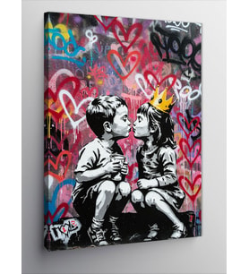 Kanvas Tablo Sprey Graffiti ile Çocuklar