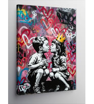 Kanvas Tablo Sprey Graffiti ile Çocuklar