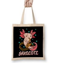 Saxolotl Sax Playing Axolotl Pun Walking Fish Bez Çanta Uzun Saplı