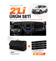 HYUNDAİ SANTA FE (2012-2017) Uyumlu Torpido Örtüsü + Deri Bagaj Çantası + Sticker Seti - Siyah