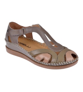 Forelli Hakiki Deri Comfort Kadın Sandalet FOR-22521 VİZON
