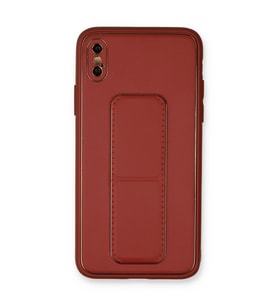 iPhone Xs Max Kılıf Coco Deri Standlı Kapak - Fuşya