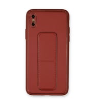 iPhone Xs Max Kılıf Coco Deri Standlı Kapak - Fuşya