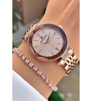 Daniel Klein Kadın Kol Saati – Rose Gold Çelik Kordon – Taşlı Rose Kadran – Şık Hediye Kutulu