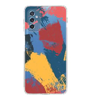 Samsung Galaxy M52 Uyumlu Kamera Korumalı Kapak Brushstroke Tasarımlı  Şeffaf  Kılıf
