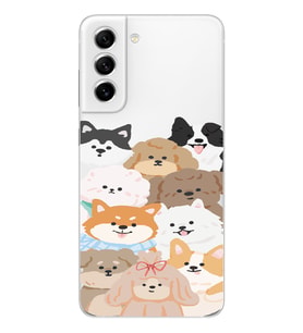 Samsung Galaxy S22 Uyumlu Sevimli Köpekler Tasarımlı Şeffaf Telefon Kılıfı