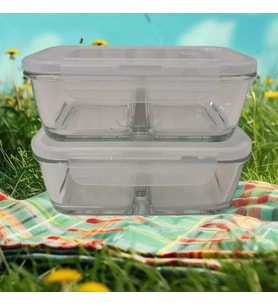 L AV Fresco Dikdörtgen Bölmeli Kilitli Saklama Kabı 1120 Cc - 2'li Set