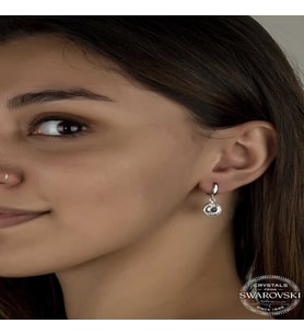S-warovski Crystal Taşlı Gümüş Beyaz Sallantılı Kadın Küpe
