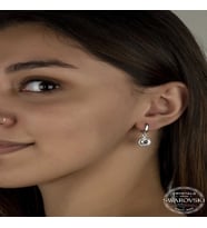 S-warovski Crystal Taşlı Gümüş Beyaz Sallantılı Kadın Küpe