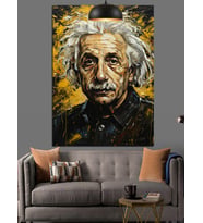 Ünlü Fizikçi Albert Einstein'In Portresi Dekoratif Kanvas - Mdf Ahşap Tablo