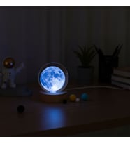 ÜçKol Ticaret Ahşap Altlıklı Renk Değiştiren Dolunay Cam Küre (Şeffaf Hologram)
