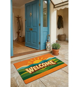 Valerine Life Kapı Önü Paspası 45x70cm Kaymaz Taban Dekoratif iç Dış Mekan 1950'ler Retro Welcome