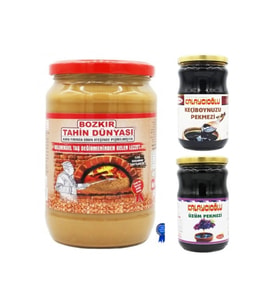Bozkır Tahin Dünyası Kepeksiz Bozkır Tahini 700gr - Üzüm & Keçiboynuz pekmezi 800 gr